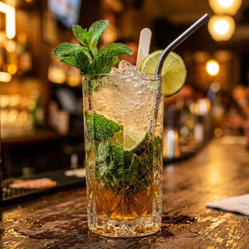 Signature mojito garnished with fresh mint